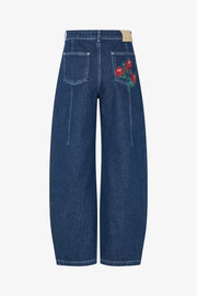 Stine Goya Barrel Fit Pants Pants Rose Embroidery