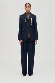 Stine Goya Belted Tailored Pants Pants Dark Blue