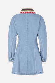 Stine Goya Collared Coat Mini Dress Dress Denim Blue