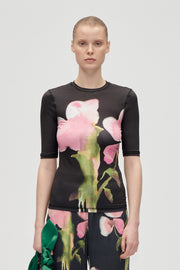 Stine Goya Elastic Short Sleeve T-Shirt Top Melting Flowers