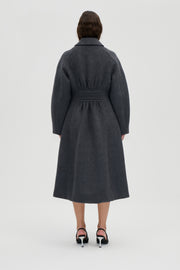Stine Goya Elastic Waist Raglan Long Coat Outerwear Graphite