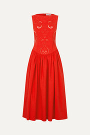 Stine Goya Embroidered Midi Dress Dress Fiery Red