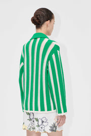 Stine Goya Knit Collar Cardigan Knit Green Stripes