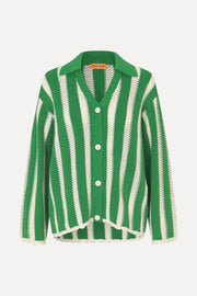 Stine Goya Knit Collar Cardigan Knit Green Stripes
