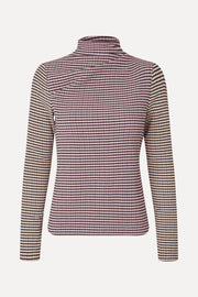 Stine Goya Long Sleeve Pleated Shoulder Top Top Pink/Black