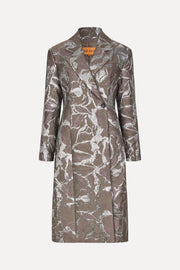Stine Goya Long Sleeve Straight Coat Coat Abstract Foliage