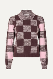 Stine Goya Mix Stripe Polo Collar Sweater Knit Multichecks Mix