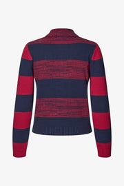 Stine Goya Mix Stripe Polo Collar Sweater Knit Multistripes Red Mix
