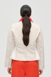 Stine Goya Peplum Collar Jacket Outerwear Natural / Contrast Red