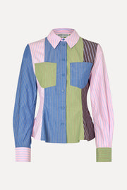 Stine Goya Pocket Peplum Shirt Top Multistripes Mix