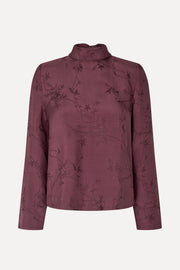 Stine Goya Relaxed Tie Neck Blouse Top Bordeaux