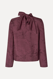 Stine Goya Relaxed Tie Neck Blouse Top Bordeaux