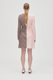 Stine Goya Ruched Waist Short Dress Dress Brown And Pink Checks