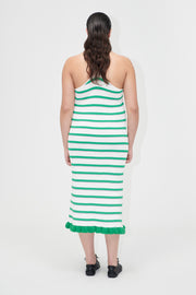 Stine Goya Ruffle Tank Dress Dress Green and Pink Stripes