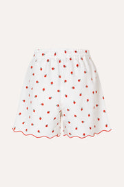 Stine Goya Scalloped Elasticated Waistband Shorts Pants Red Poppy