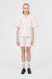 Stine Goya Scalloped Elasticated Waistband Shorts Pants Red Poppy