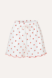 Stine Goya Scalloped Elasticated Waistband Shorts Shorts Red Poppy