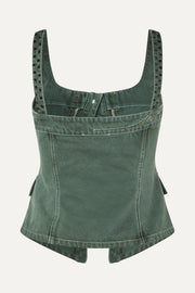 Stine Goya Scoopneck Pockets Vest Top Dark Green