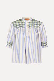 Stine Goya Smocked Gathered Top Top Pastel Stripes