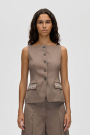 Stine Goya Tailored Tank Vest Top Cherries On A Paisley