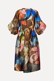 Stine Goya Three-Quarter Sleeve Elasticated Midi Dress Dress Aquarelle Garden