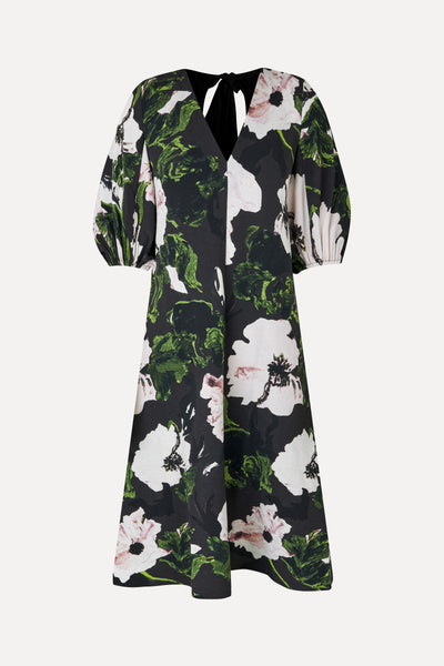 Stine Goya Floral Print Puff Sleeve Midi Dress in Umber Windflower at Nordstrom, Size XX-SMALL