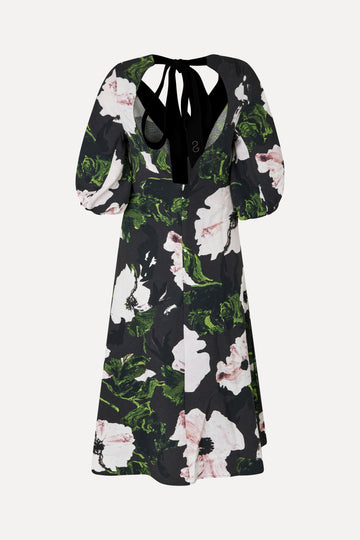 3/4 Volume Sleeves Midi Dress - Umber Windflower - Stine Goya 3/4 Volume Sleeves Midi Dress - Umber Windflower - Stine Goya