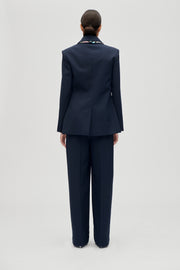 Stine Goya Belted Tailored Pants Pants Dark Blue