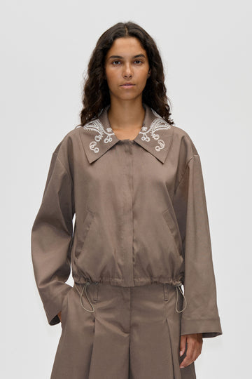 Stine Goya Blouson Eyelet Bomber Jacket Cherries On A Paisley