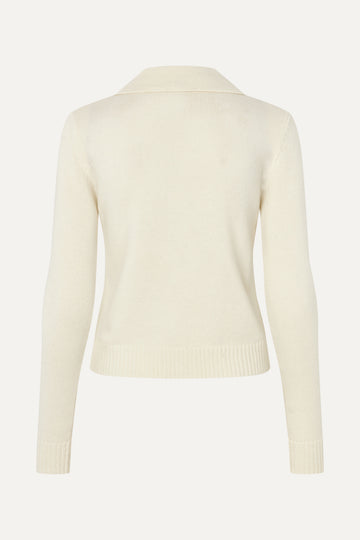Stine Goya Collared Long Sleeve Cardigan Knit Cream