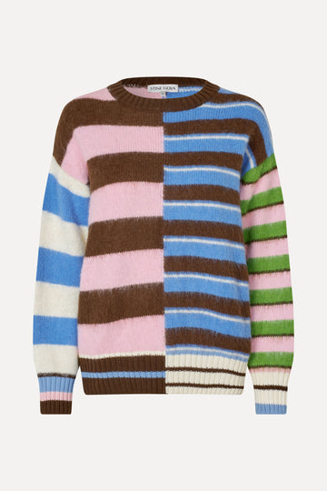 Stine Goya Crew Neck Sweater Knit Multistripes Mix