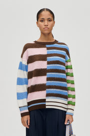 Stine Goya Crew Neck Sweater Knit Multistripes Mix
