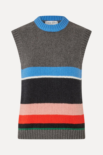 Stine Goya Crewneck Vest Knit Chunky Stripes