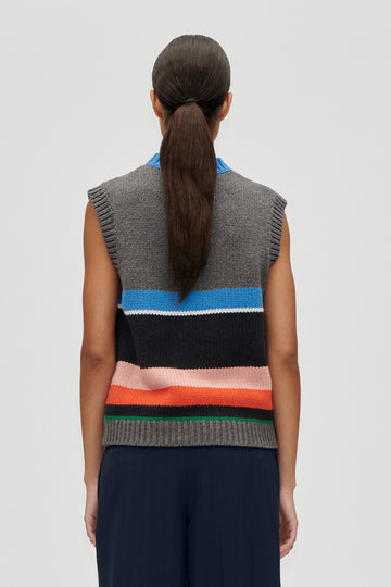 Stine Goya Crewneck Vest Knit Chunky Stripes