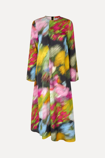 Stine Goya Draped Asymmetric Midi Dress Liquid Floral