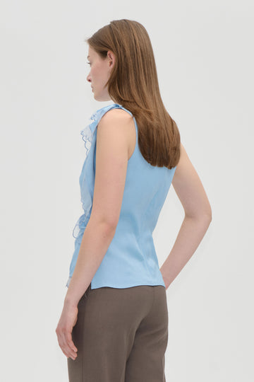Stine Goya Draped Sleeveless Top Top Sky Blue