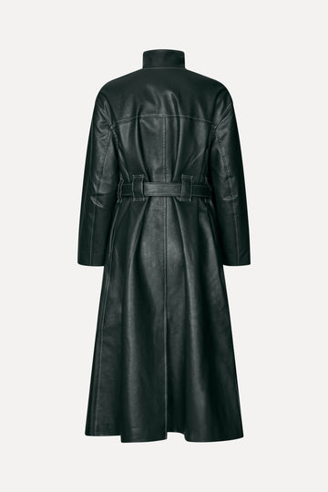 Stine Goya グラフィック袖のロングコート Dropped Shoulder High Collar Coat - Dark Green - Stine Goya