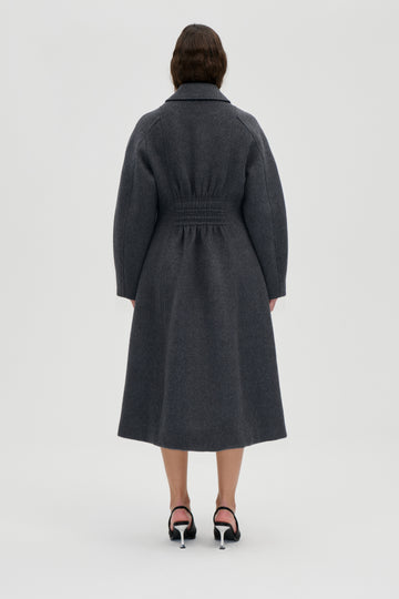 Stine Goya Elastic Waist Raglan Long Coat Outerwear Graphite
