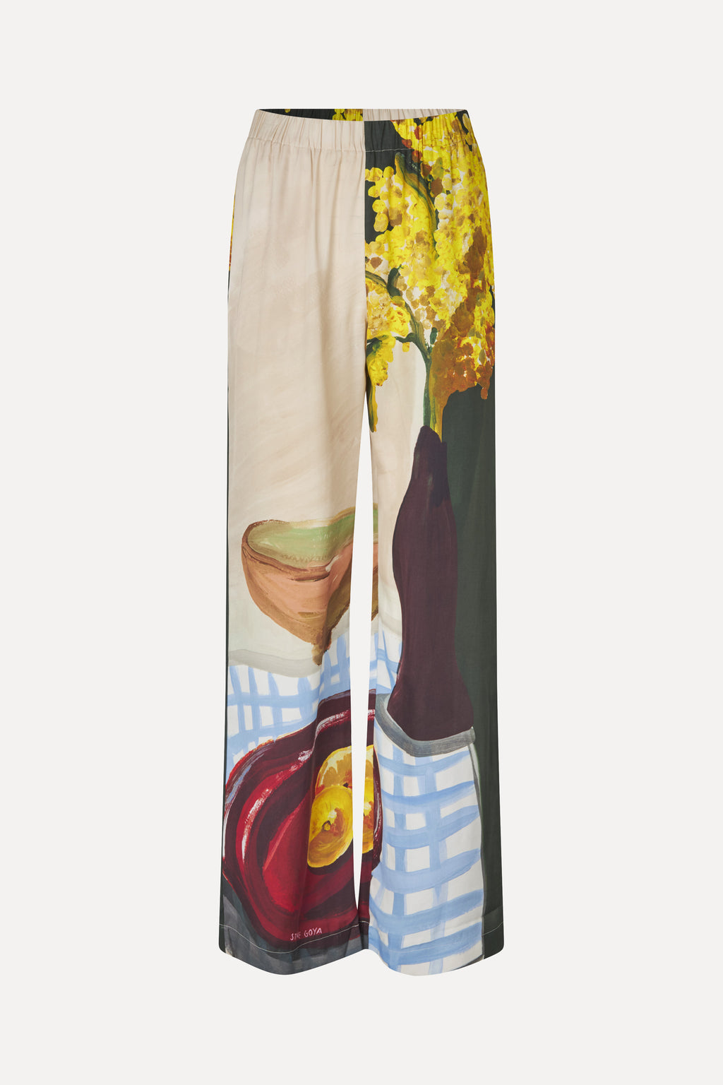 Elasticated Long Pants - Lemons On A Plate - Stine Goya