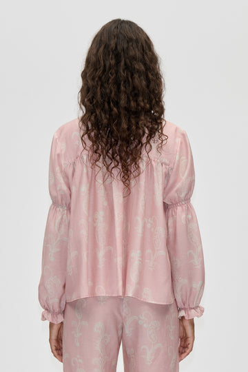 Stine Goya Elasticated Long Sleeve Top Top Cherries On A Paisley