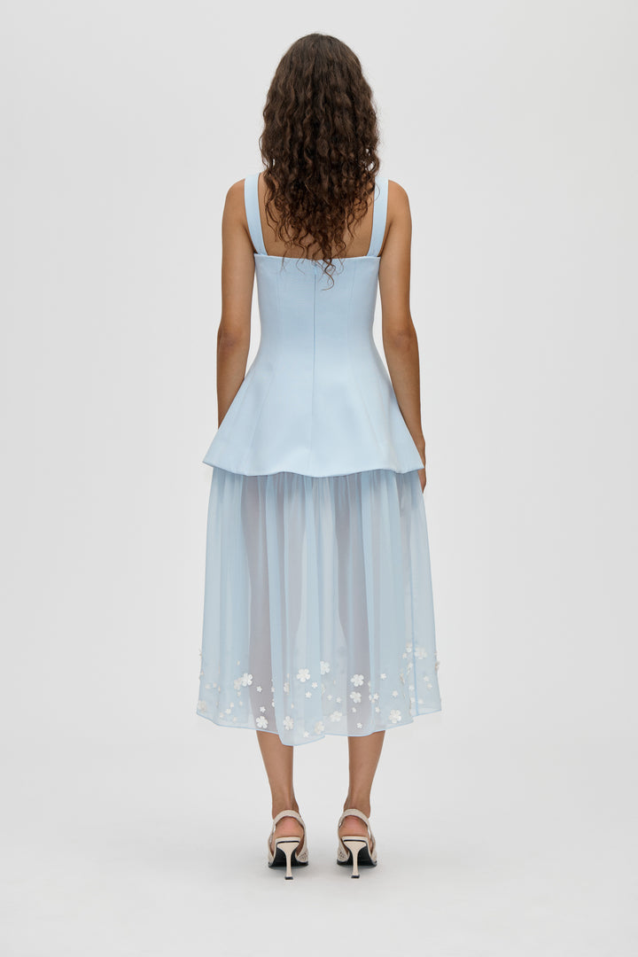 Elevated Bustier Dress - Light Blue Bloom