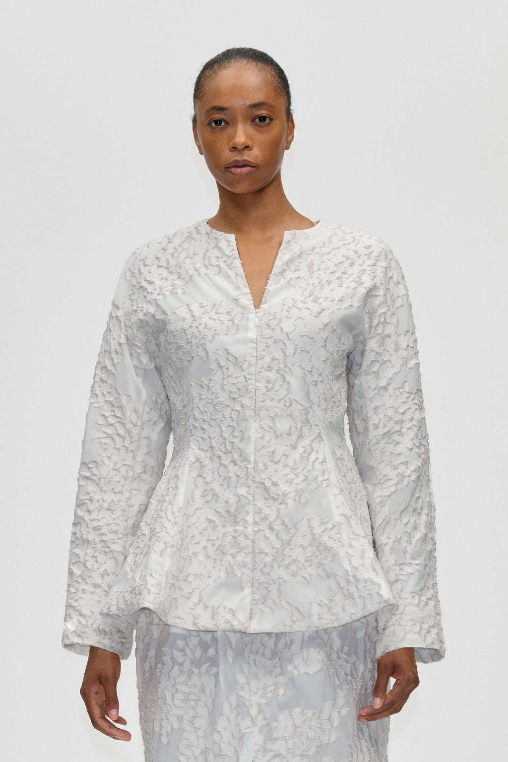 Flared Hem Zip-Up Top - Stone Grey - Stine Goya