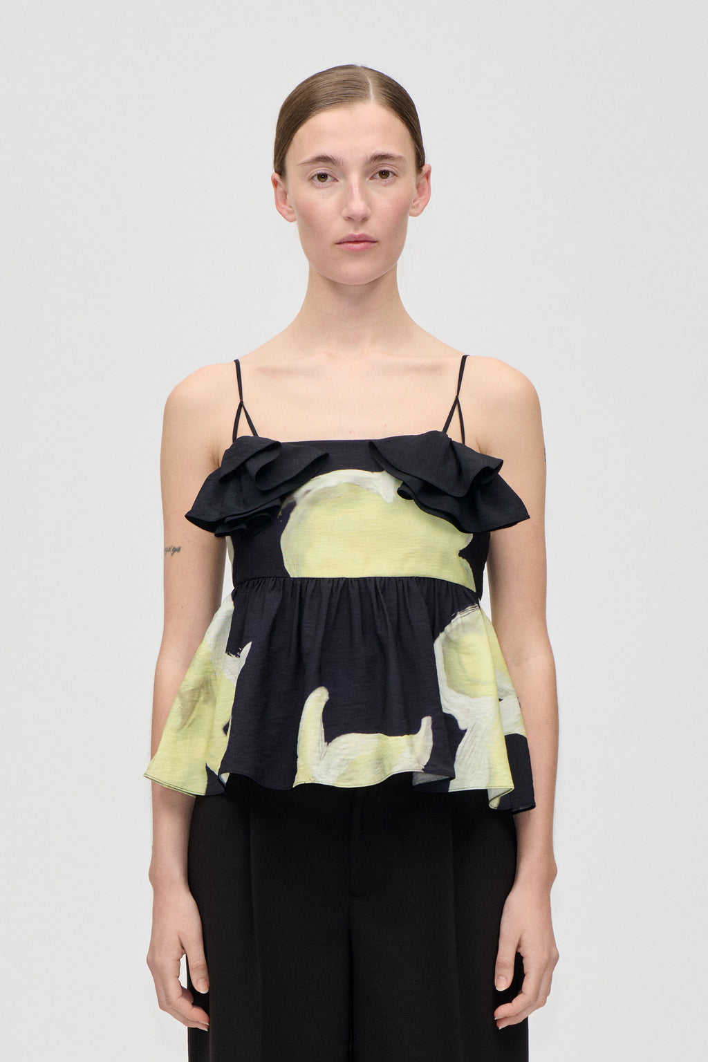 Floral Peplum Top - Yellow Petunias - Stine Goya