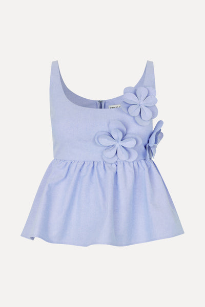 Floral Peplum Top - Brunnera Blue - Stine Goya