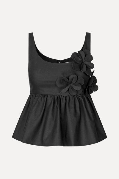 Floral Peplum Top - Jet Black - Stine Goya
