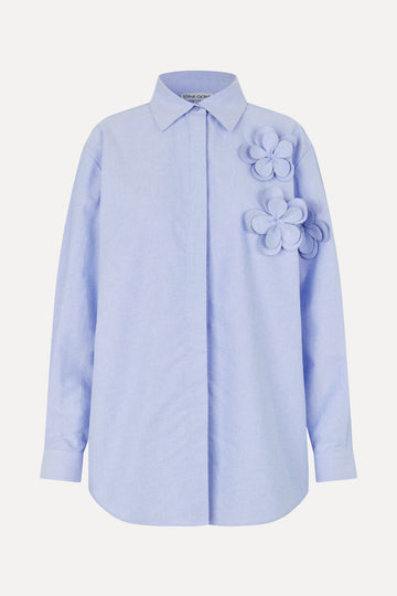 Stine Goya Floral Shirt Top Brunnera Blue