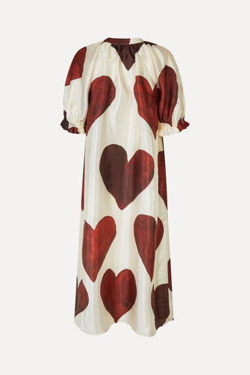 Front Placket Long Dress - Hearts