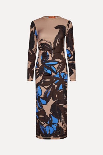 Stine Goya Gathered Long Sleeve Midi Dress Eccentric Floral Stine Goya Gathered Long Sleeve Midi Dress Eccentric Floral