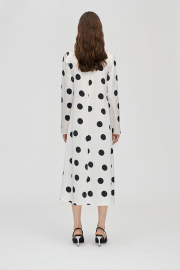 Stine Goya Long Sleeve Midi Dress Black Dots Stine Goya Long Sleeve Midi Dress Black Dots