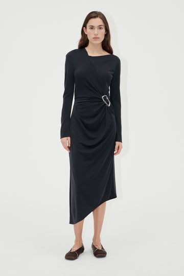 Black shops long sleeve midi dress